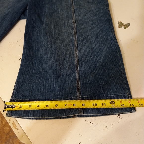 VTGE Quizz NY Womens Capri Pants Utility Blue Jean Denim Wide Legs Size 16/36" - Picture 8 of 10